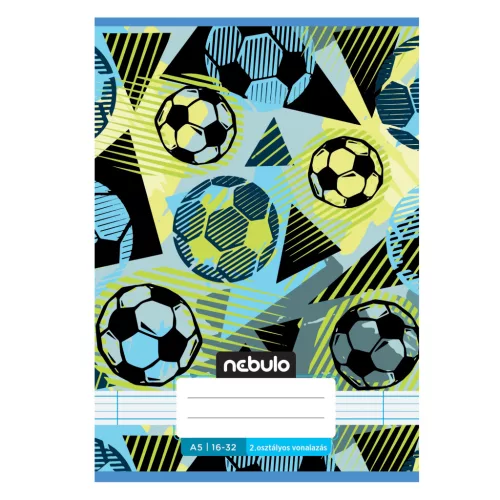 Füzet, A5, 2. osztályos vonalas, 16-32, Vagány minták, 16 db/csomag Nebulo