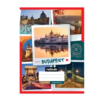   Füzet, A4, kockás, 87-32, ország-város minták, 12 db/csomag Nebulo