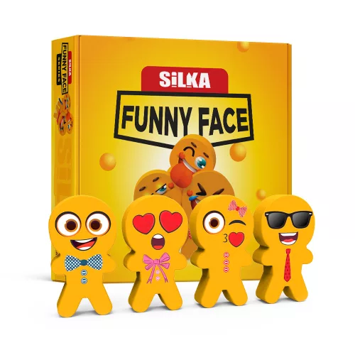 Radír, vicces arcok, 36 db/display, Silka