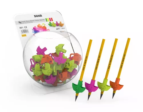 Ceruza markolat, fogássegítő, szilikon, smile, 72 db/display, Silka