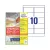 Etikett címke, 96x50,8 mm, univerzális, 65 lap, 10 címke/lap Avery, fehér