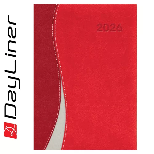 Határidőnapló Dubai A5 napi, fehér lapokkal piros-piros Dayliner 2025.