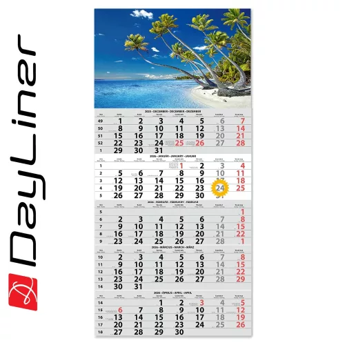 Speditőr naptár 1 tömb, 5 hónap SP-15 330 × 670 mm, fehér lapokkal Vízpart Dayliner 2026.
