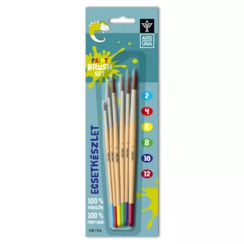   Ecsetkészlet, 2, 4, 6, 8, 10, 12, natúr fanyelű,kerek 6 darabos klt. Ars Una