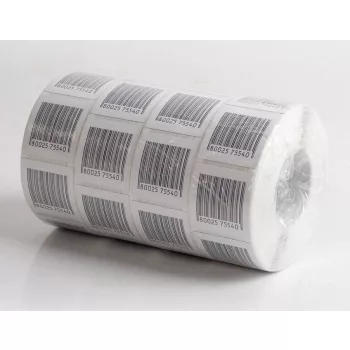   Etikett címke áruvédelmi (RF címke) álvonalkóddal 40x40mm, tekercses 1000 címke/tekercs