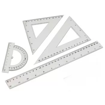  VONALZÓ KÉSZLET 4 DARABOS 30CM VONALZÓ, SZÖGMÉRŐ, 45 ÉS 60 FOKOS HÁROMSZÖG VONALZÓK