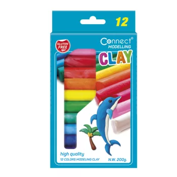   Gyurma CONNECT 12 színes, 200g, felakasztható karton dobozban