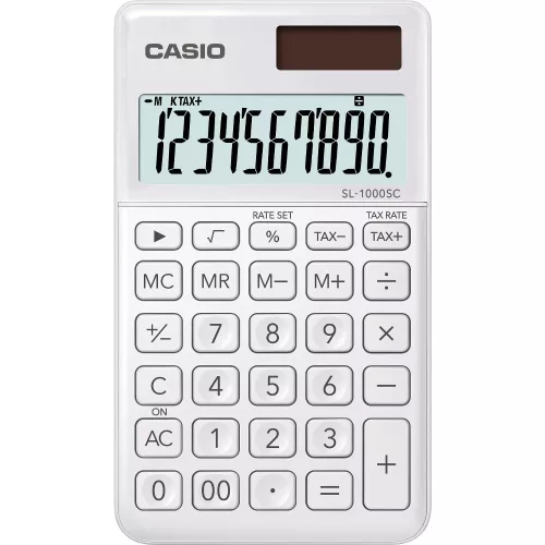 Zsebszámológép 10 digit Casio SL 1000 SC fehér