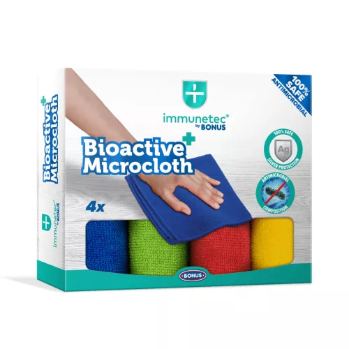 Törlőkendő mikroszálas 32 x 32 cm Immunetec BioActive 4 db/csomag Bonus_B785