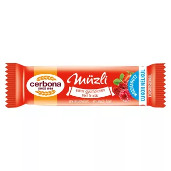   Müzliszelet 20 g, CERBONA, piros gyümölcs hozzáadott cukor nélkül
