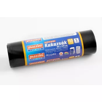   Szemeteszsák újrahasznosított 150 liter 80 x 120 cm 25 mikron 10 tekercs/csomag Mazzini_fekete