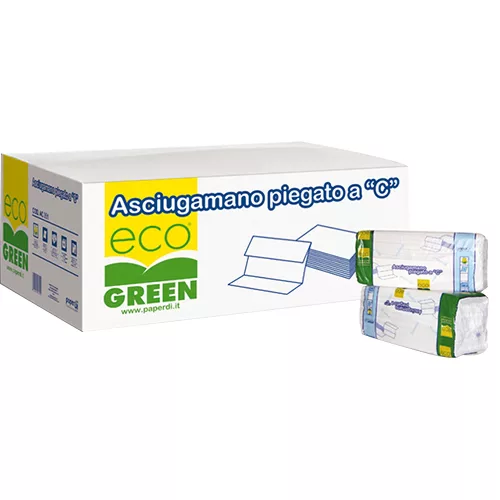 Kéztörlő 1 rétegű C hajtogatású újrahasznosított 150 lap/csomag 24 csomag/karton Paperdi ecogreen_AC.351/C