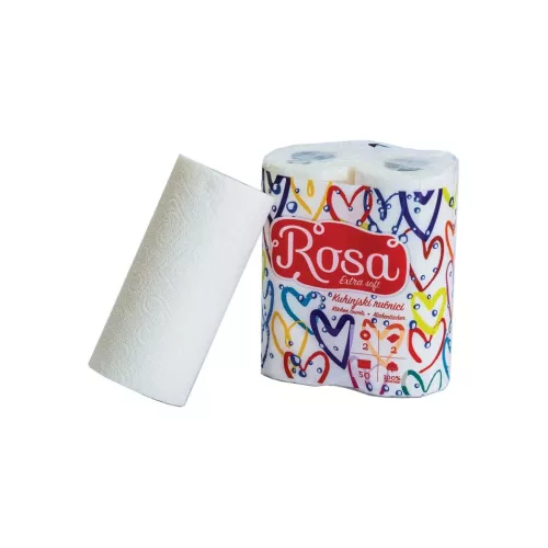 Háztartási papírtörlő kéztörlő 2 rétegű 50 lap/tekercs 2 tekercs/csomag Rosa Extra Soft 2/1_K042