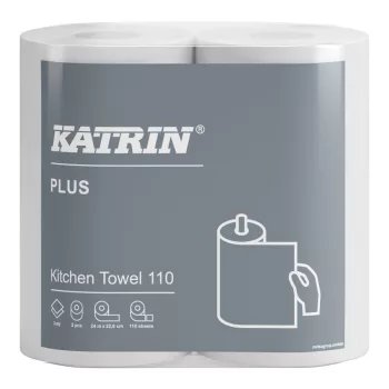   Háztartási papírtörlő kéztörlő 2 rétegű átmérő: 13,4 cm 110 lap/24 m/tekercs 2  tekercs/csomag _Katrin 89673 fehér