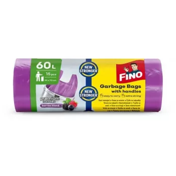  Szemeteszsák köthető füles 60 literes 15 db/tekercs Fino lila