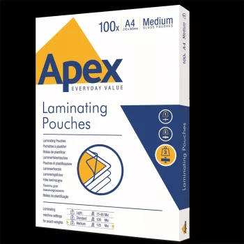 Lamináló fólia A4, 125 mikron 100 db/doboz, Apex Medium