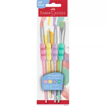   Ecsetkészlet 4,8,10,12, puha tapintású pasztell kerek/lapos Faber-Castell 4klf. szín