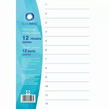 ELVÁLASZTÓLAP SZÍNES MŰANYAG 12 RÉSZES BLUERING