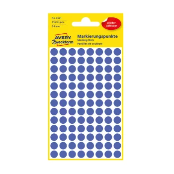   Etikett címke, visszaszedhető jelölésre O8 mm, Avery indigókék 