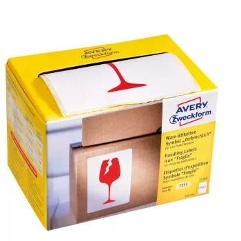   Etikett címke, piktogram Törékeny, óvatosan kezelendő! 74 x100 mm, Avery 