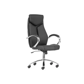   Főnöki szék, műbőr borítás, króm lábkereszt, "KENT", fekete/fekete