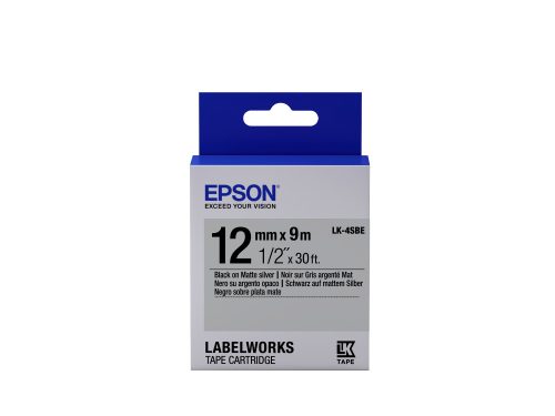 Epson LK-4SBE címkeszalag Black/Matt Silver 12mm (9m)