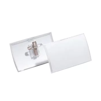   Névkitűző DURABLE CLICK FOLD 54 x90 mm, kombi klippel, 25db/csomag, áttetsző