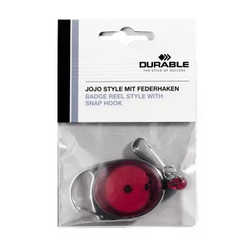   Kihúzható névjegytartó DURABLE WITH SNAP HOOK karabineres piros