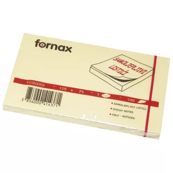 Jegyzettömb FORNAX öntapadós 75x125 mm sárga 100 lap