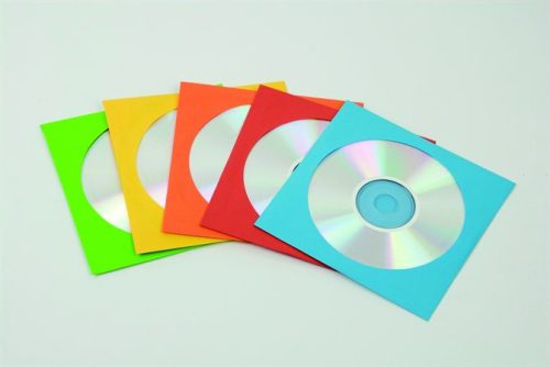 CD/DVD boríték, papír, ablakos, FELLOWES, vegyes színek
