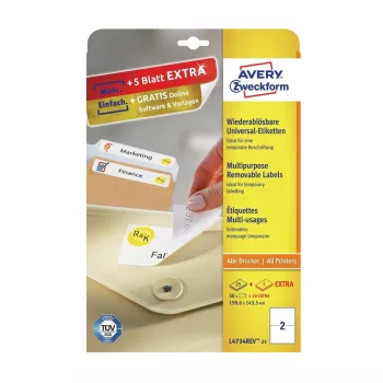   Etikett címke, univerzális visszaszedhető 199,6 x143,5 mm, Avery 