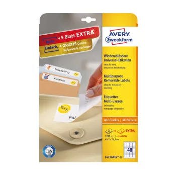   Etikett címke, univerzális visszaszedhető 45,7 x21,2 mm, Avery 