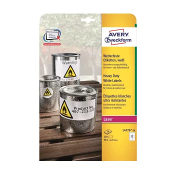   Etikett címke, időjárásálló poliészter, 99,1 x42,3 mm, Avery fehér 