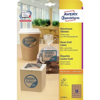 Etikett címke, környezetbarát 62 x42 mm, Avery barna 