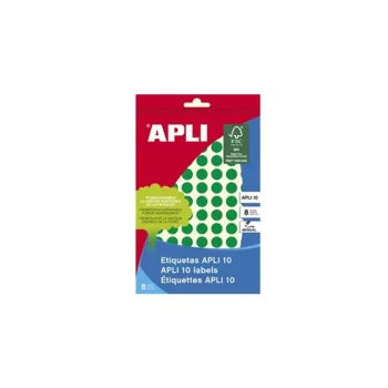   Etikett, 12x18 mm, kézzel írható, színes, kerekített sarkú, APLI, zöld, 448 etikett/csomag